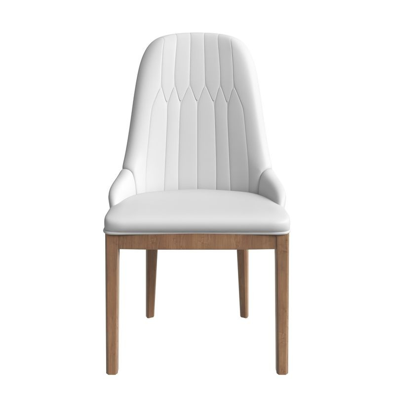 Leisuremod Verisma Collection Modern Wooden Dining Chair in Black Fabric with Light Grey Front Front View.