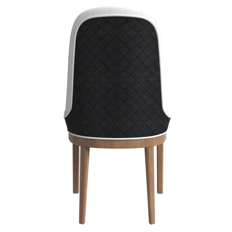 Leisuremod Verisma Collection Modern Wooden Dining Chair in Black Fabric with White Front Back Photo.