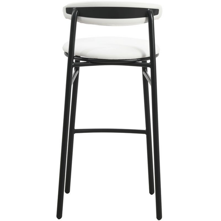 LeisureMod Lume Collection Modern Bar Stool in White Back View.