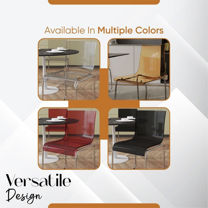 Four different colored chairs displayed with text indicating versatility in color options.