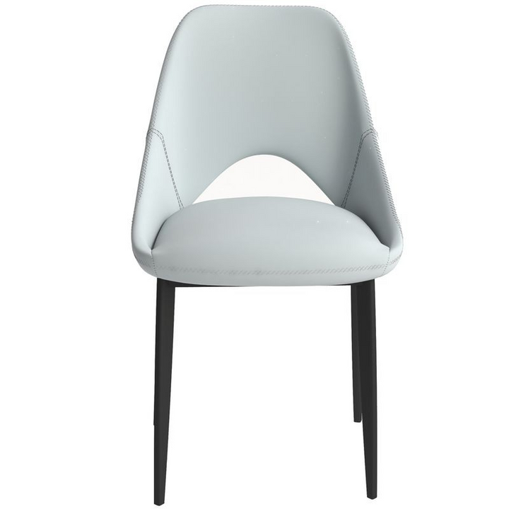 LeisureMod Amalfi Collection Modern Fabric Dining Chair in Coconut White Front View.