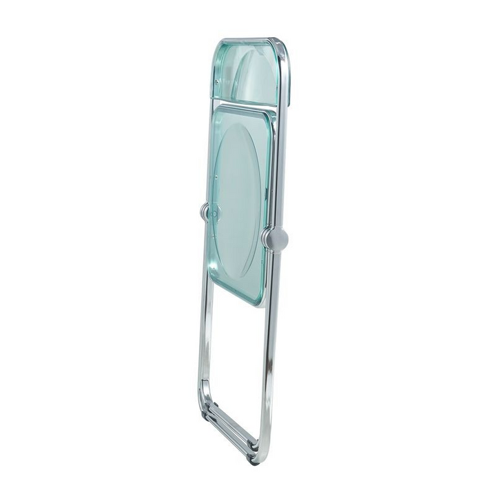 LeisureMod Lawrence Acrylic Folding Chair with Metal Frame Folded.