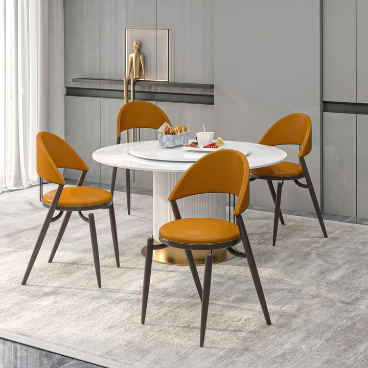 LeisureMod Venice Collection Modern Dining Chair In Light Brown at Table..