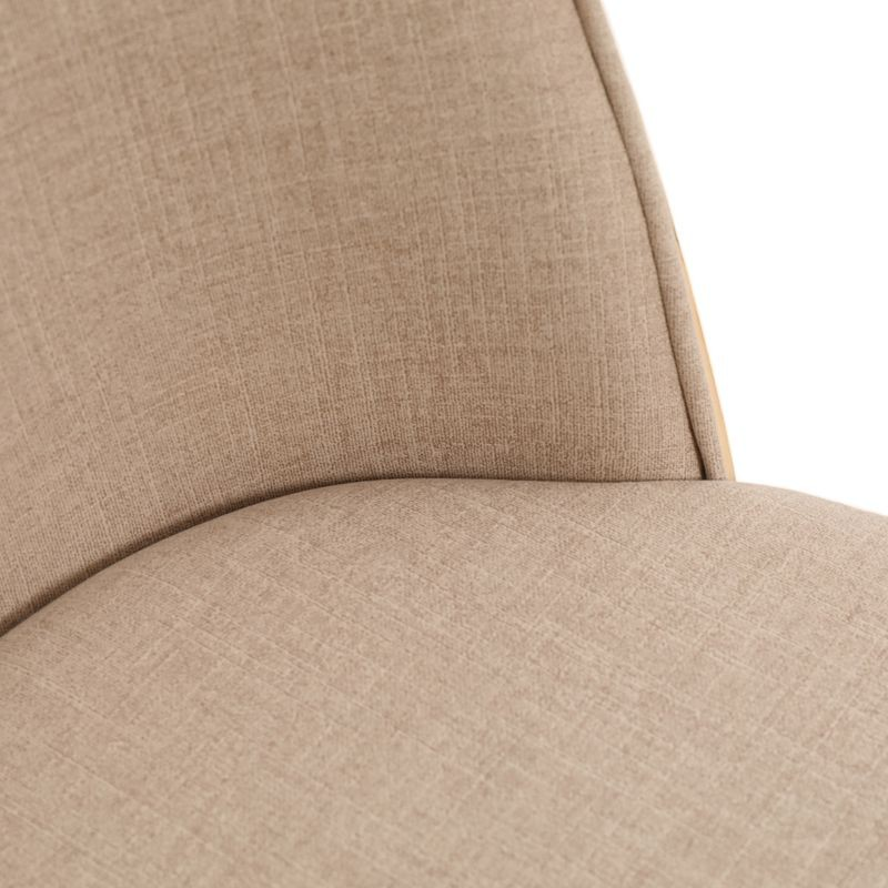LeisureMod Tule Mid-Century Modern Dining Side Chair with Velvet Seat and White Powder-Coated Steel Frame Natural Wood/Brown Details.