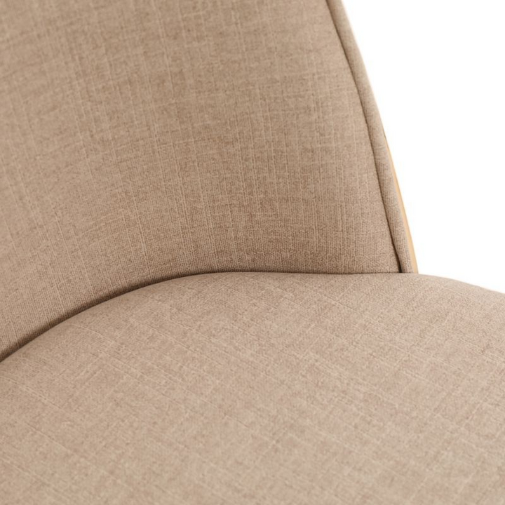 LeisureMod Tule Mid-Century Modern Dining Side Chair with Velvet Seat and White Powder-Coated Steel Frame Natural Wood/Brown Details.