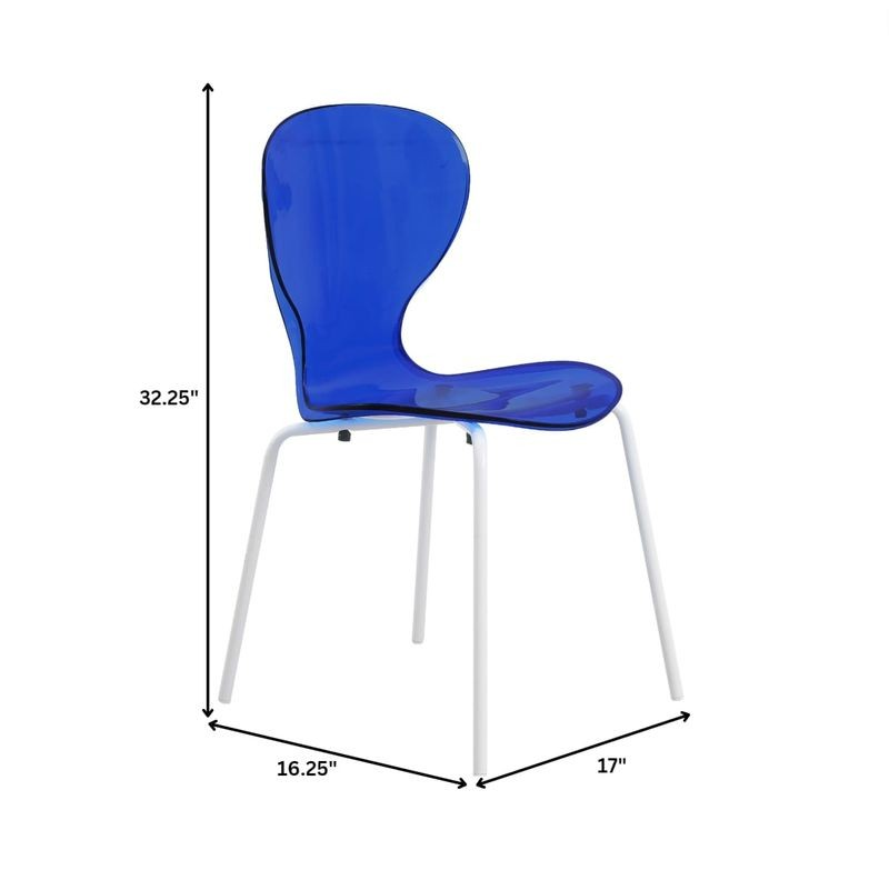 Blue chair with dimensions labeled on a white background.