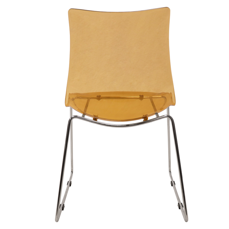 Yellow chair with metal frame on a white background