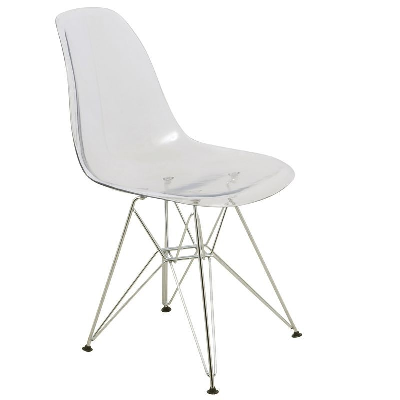LeisureMod Cresco Molded Eiffel Side Chair Clear