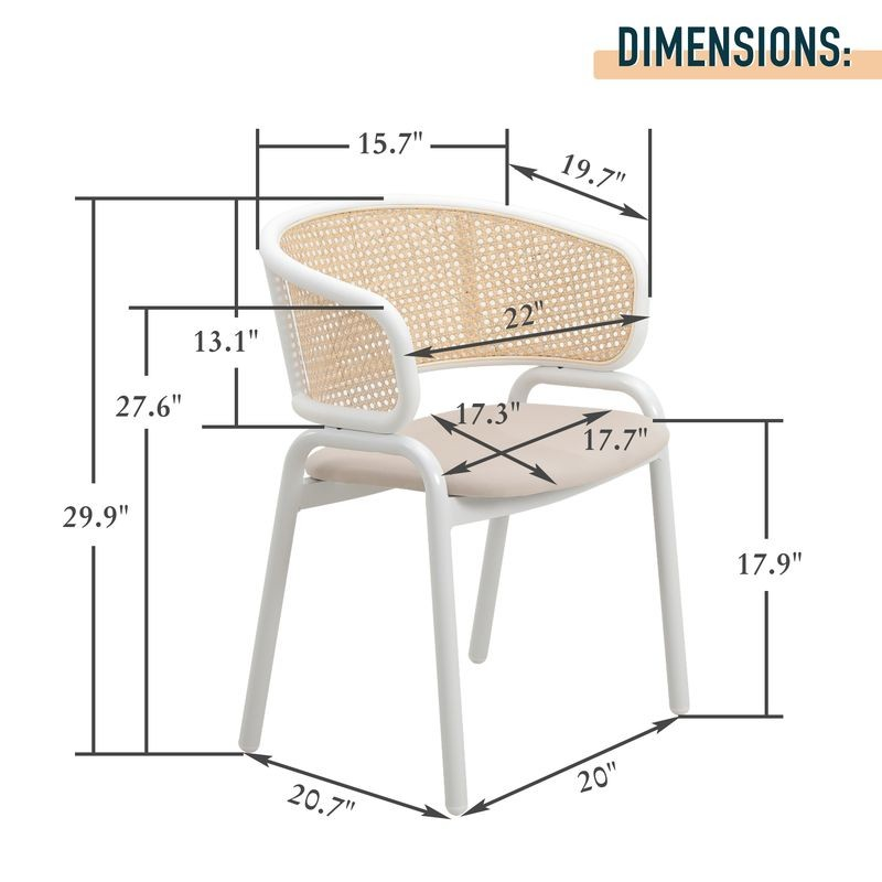 Dimensions of a chair with measurements in inches.