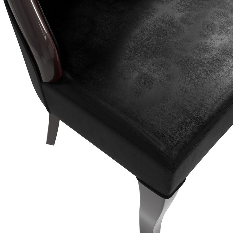 LeisureMod Novara Collection Modern Wooden Dining Chair in Black Closeup.