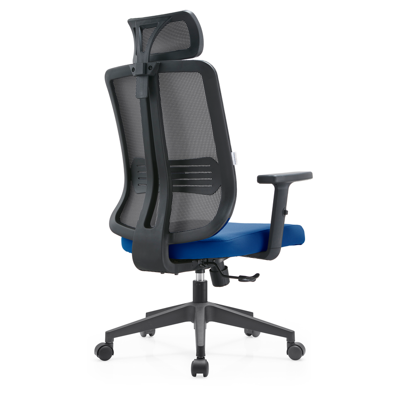 LeisureMod Office Nift Series Office Task Chair in Blue Back View.