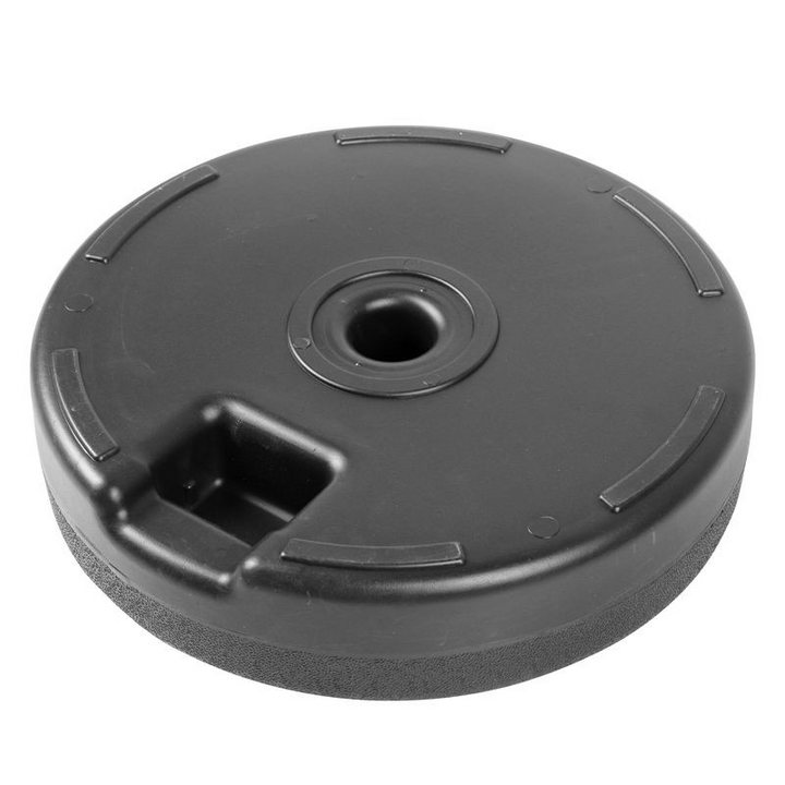 LeisureMod Bovilar Modern Outdoor Patio 20" Round Fillable Free Standing Umbrella Base Black Closeup.
