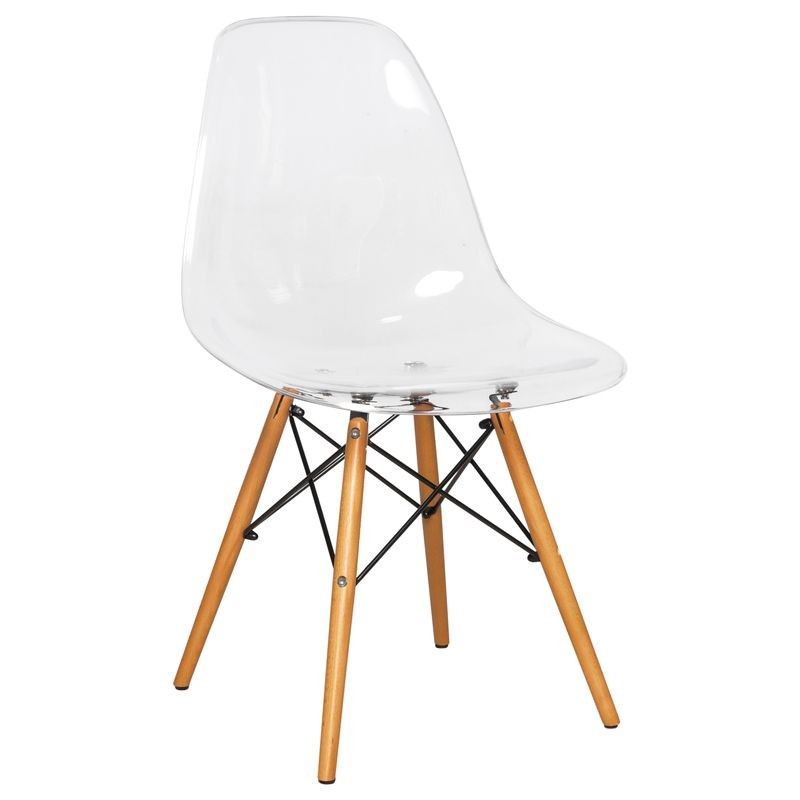 LeisureMod Dover Plastic Molded Dining Side Chair Clear