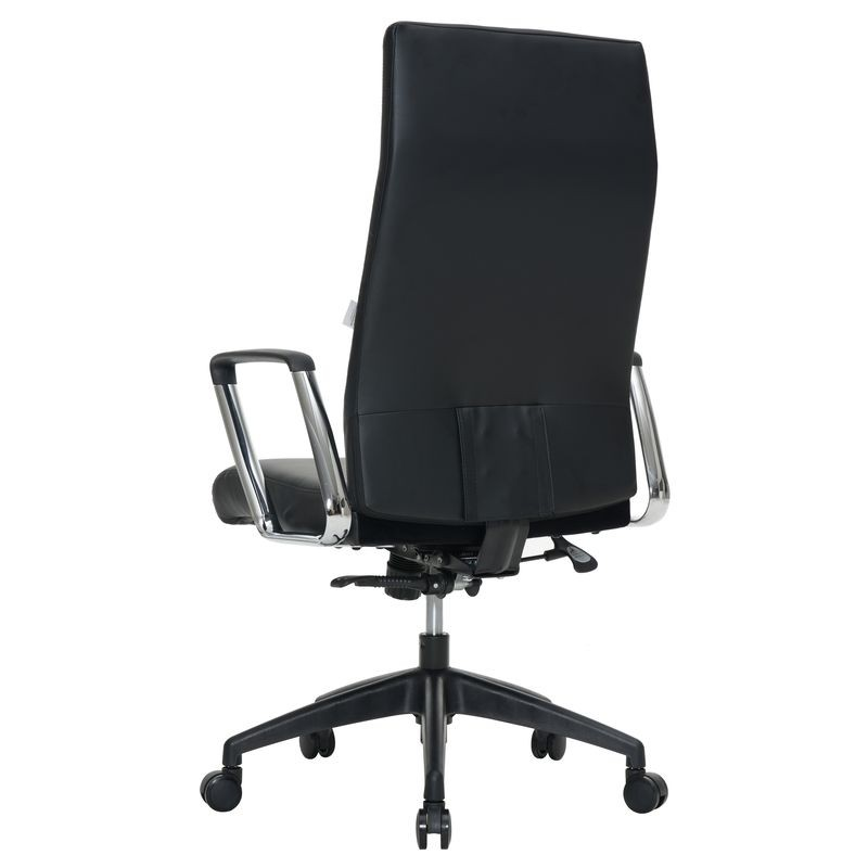 LeisureMod Hilton Modern High-Back Leather Office Chair Black Back.