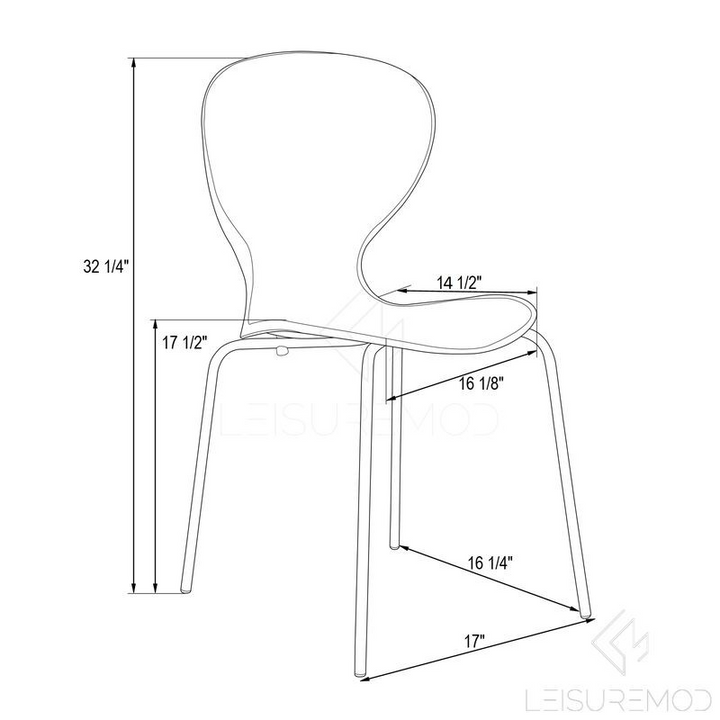 Technical drawing of a chair with dimensions labeled.