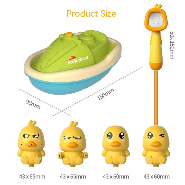 Baby Bath Toys Cute Water Spray Duck with Shower and Boat