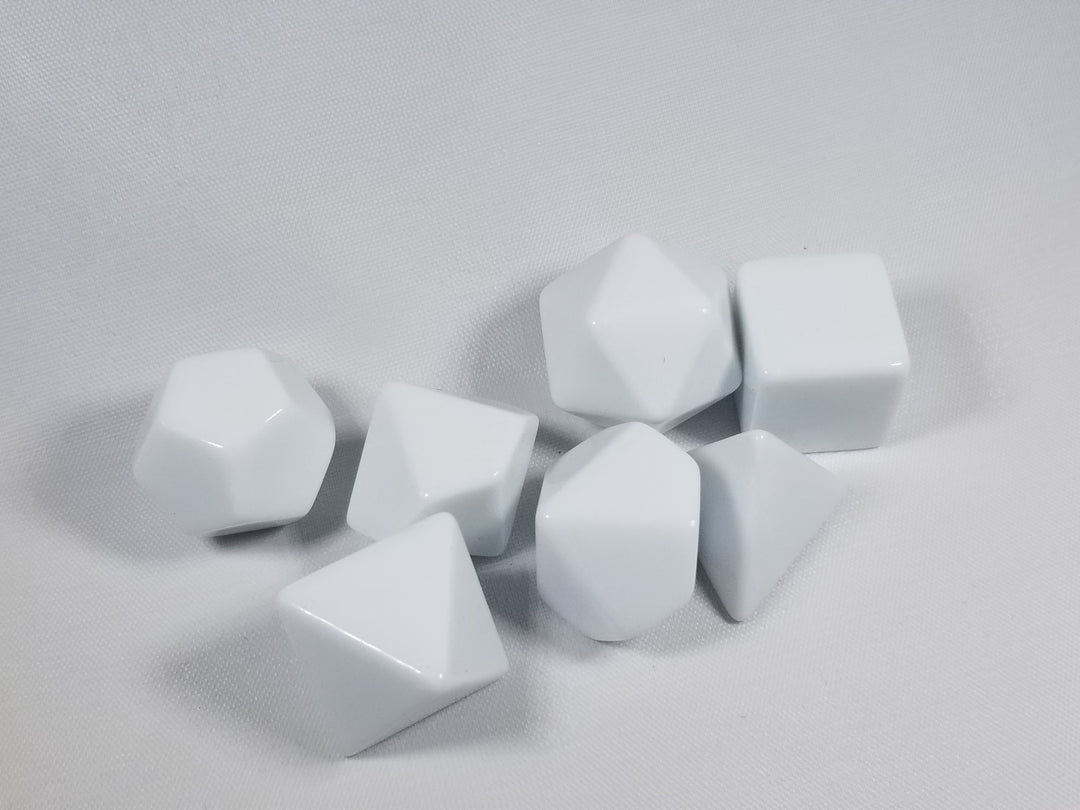White Blank 7-Dice Set d4, d6, d8, d10, d12, d20 for Customization Ready DIY Bescon