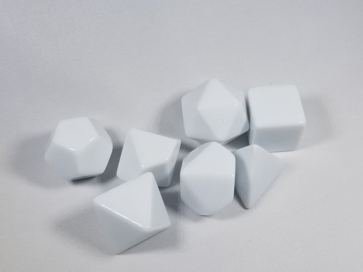 White Blank 7-Dice Set d4, d6, d8, d10, d12, d20 for Customization Ready DIY Bescon