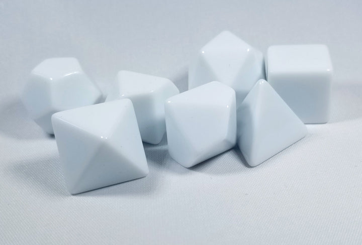 White Blank 7-Dice Set d4, d6, d8, d10, d12, d20 for Customization Ready DIY Bescon