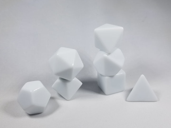 White Blank 7-Dice Set d4, d6, d8, d10, d12, d20 for Customization Ready DIY Bescon