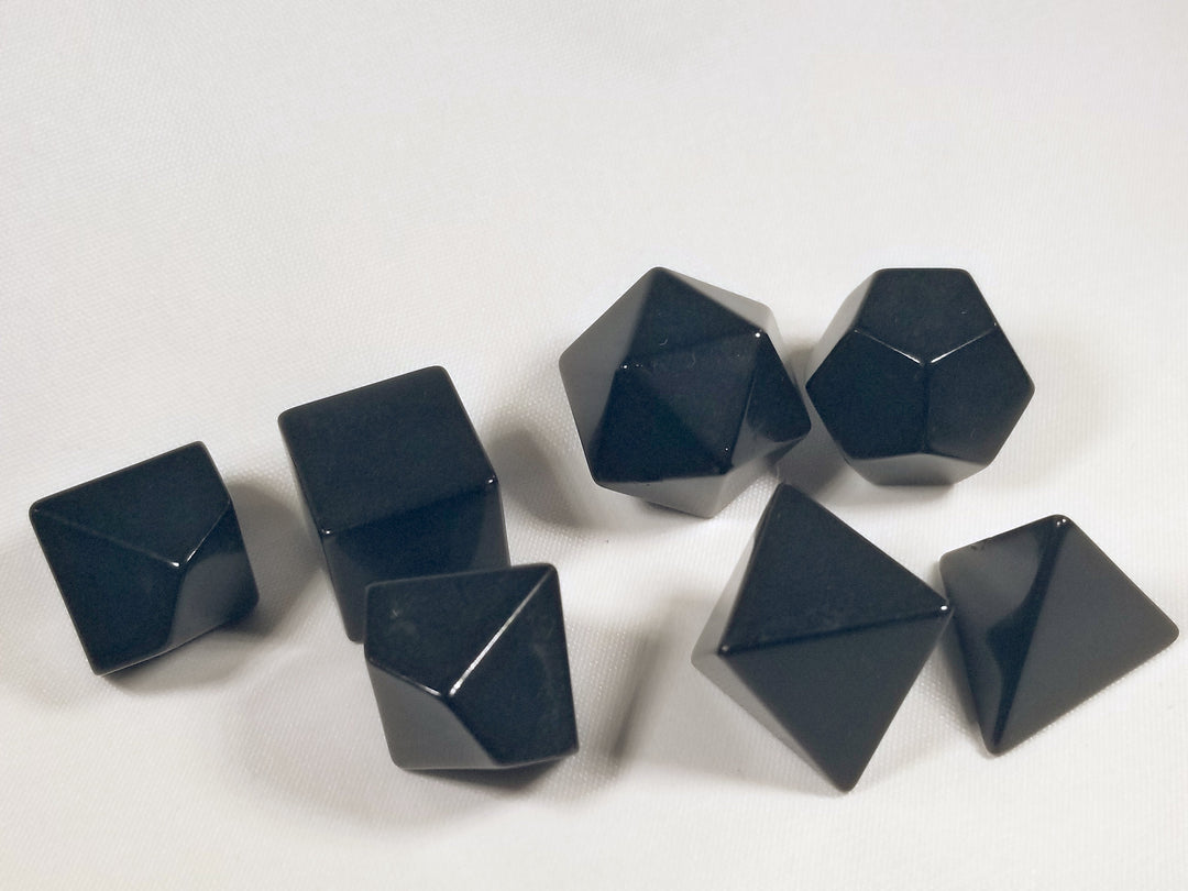 Black Blank 7-Dice Set d4, d6, d8, d10, d12, d20 for Customization Ready DIY Bescon