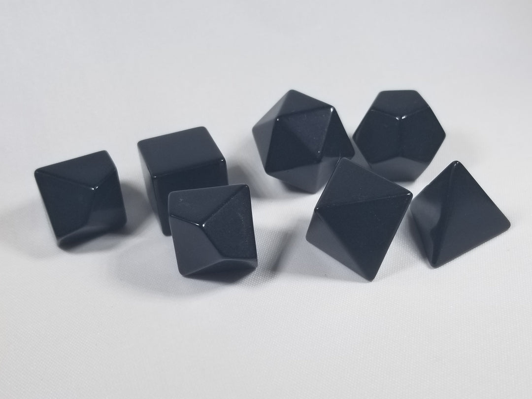 Black Blank 7-Dice Set d4, d6, d8, d10, d12, d20 for Customization Ready DIY Bescon