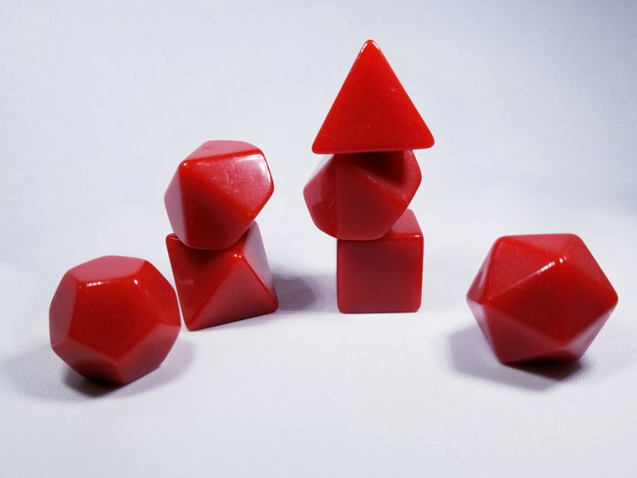 Red Blank 7-Dice Set d4, d6, d8, d10, d12, d20 for Customization Ready DIY Bescon