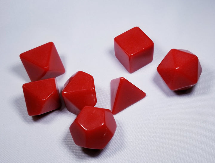 Red Blank 7-Dice Set d4, d6, d8, d10, d12, d20 for Customization Ready DIY Bescon