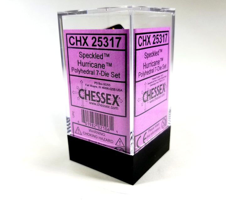 Chessex Polyhedral 7 Die Speckled Hurricane w/ Gold Numbers Set Of 7 Dice CHX 25317