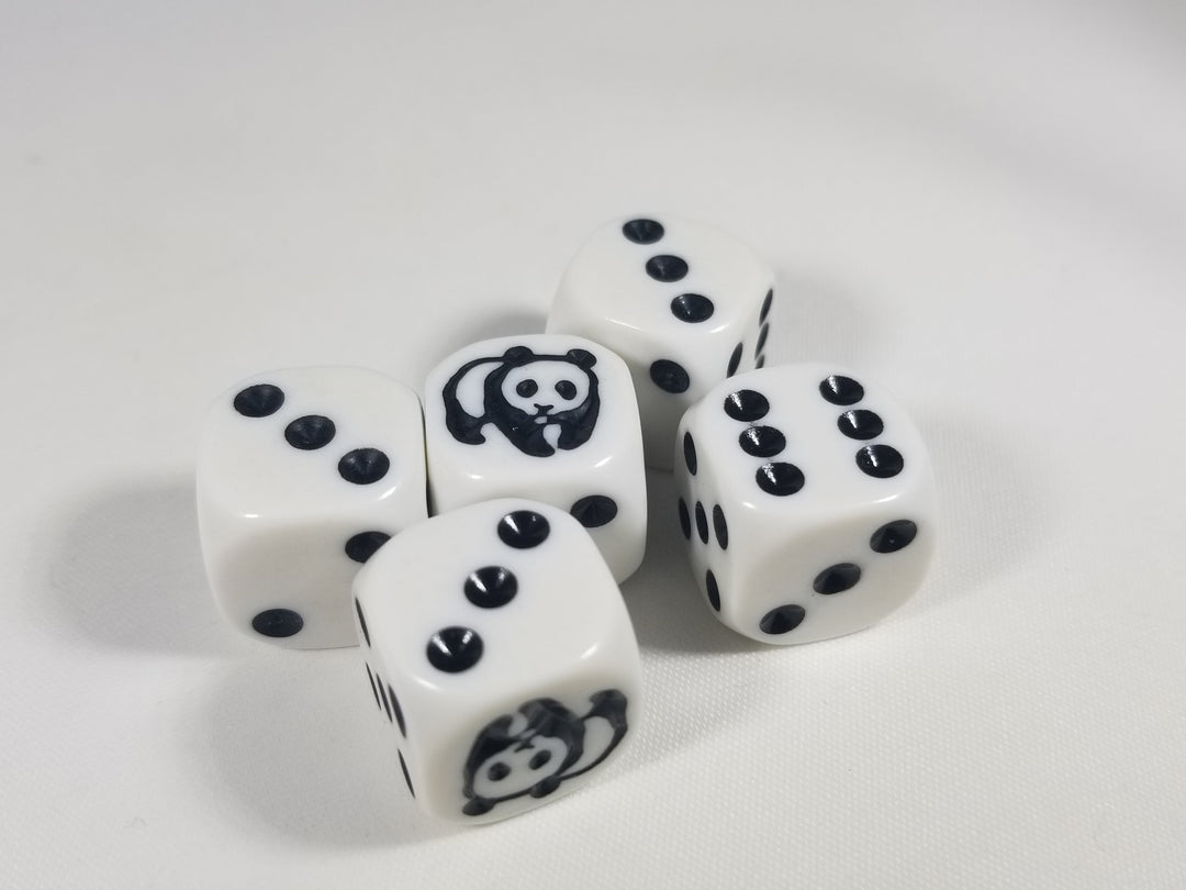 Panda Dice Six Sided D6 16mm White with Black Pips