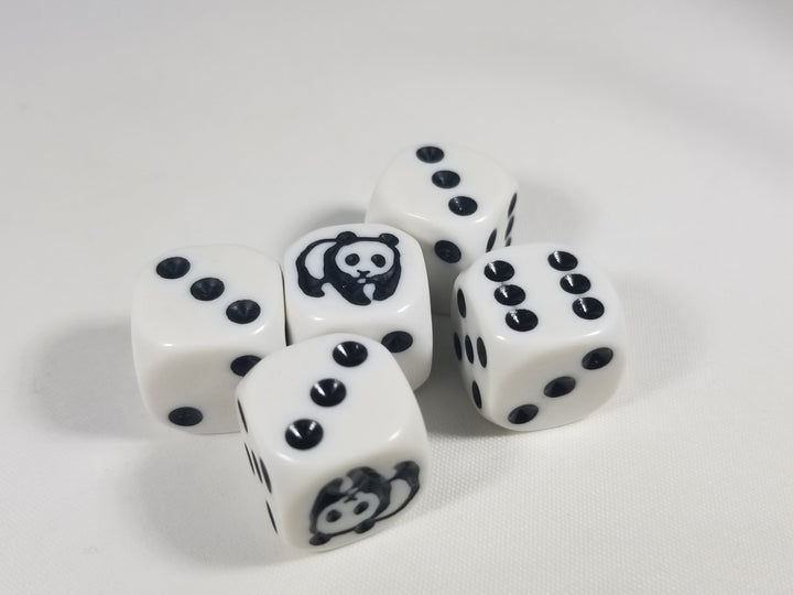 Panda Dice Six Sided D6 16mm White with Black Pips