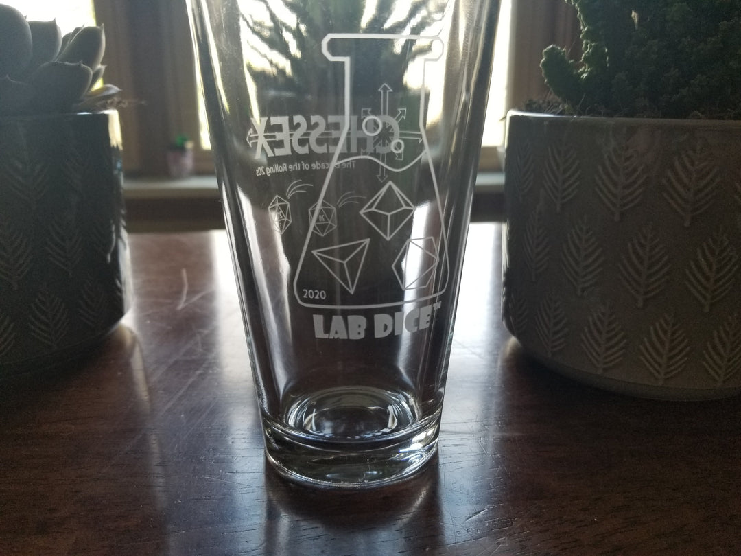 Lab Dice Pint Glass