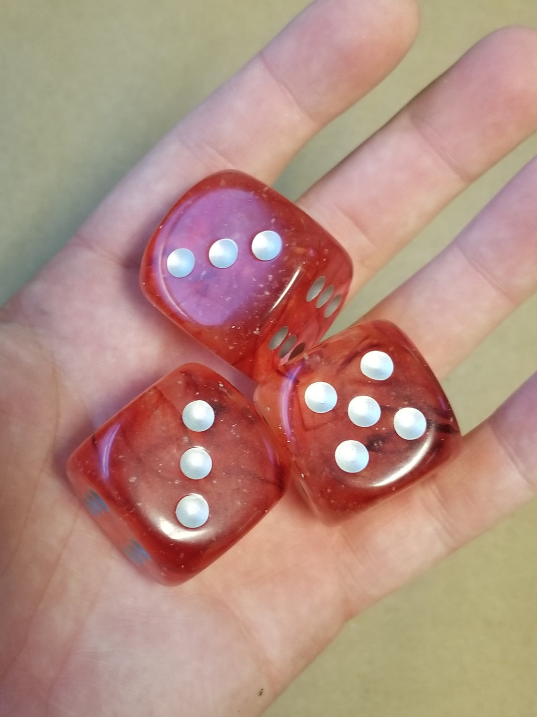 Nebula Red/silver Luminary 7-Dice/16mm/12mm/30mm/Ten10's