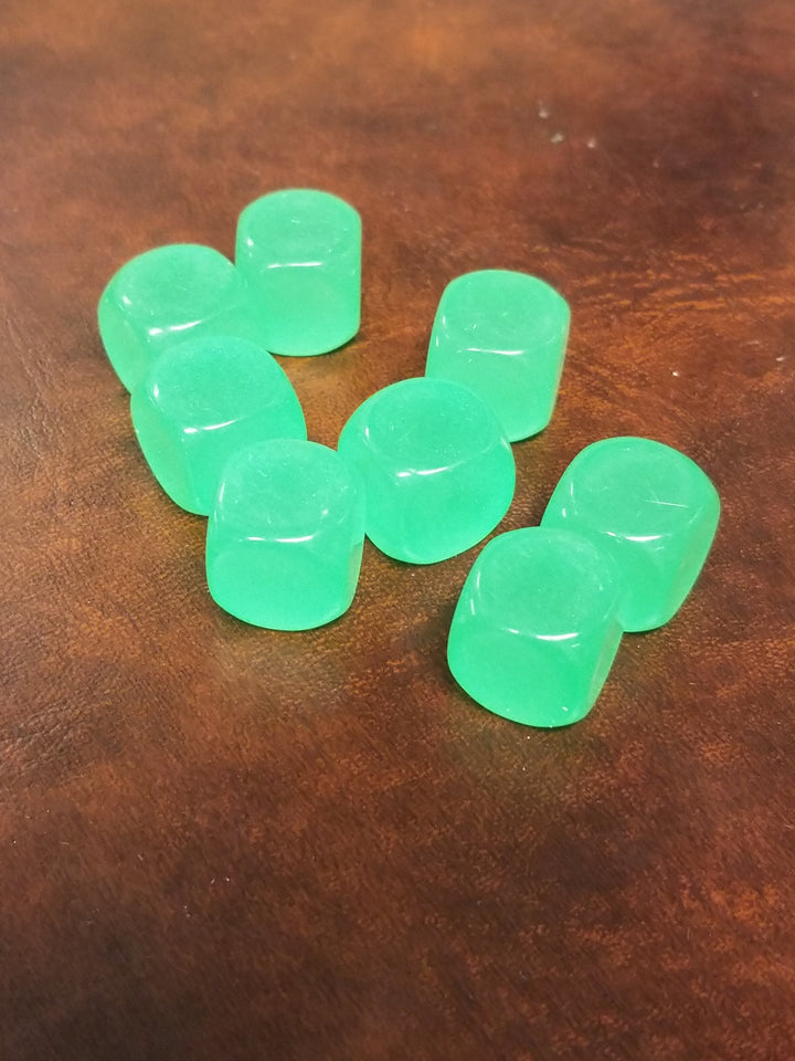 Green Glow in the Dark Blank d6 16mm Dice DIY (sold per die)