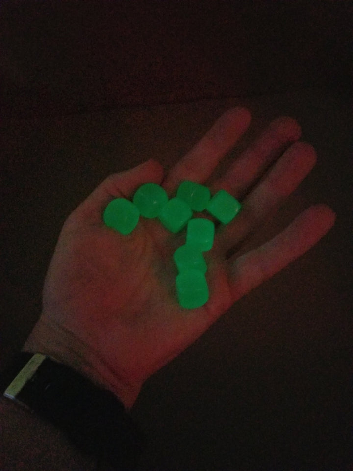 Green Glow in the Dark Blank d6 16mm Dice DIY (sold per die)
