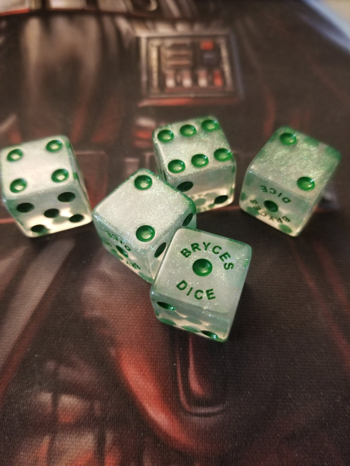 BrycesDice 16mm Glitter d6 (Green) Square Edge [per die]
