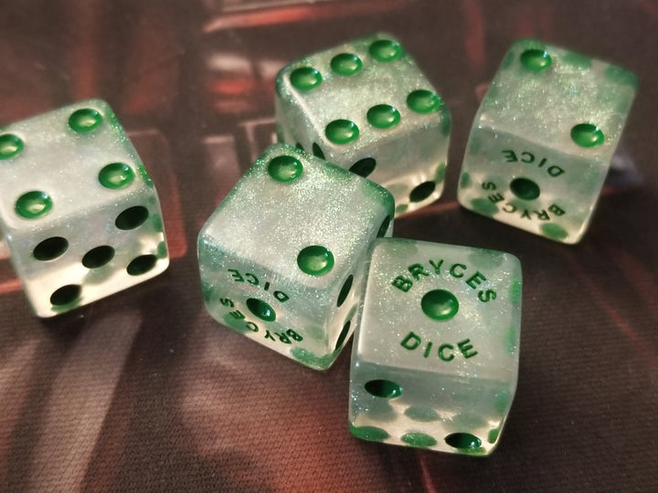 BrycesDice 16mm Glitter d6 (Green) Square Edge [per die]