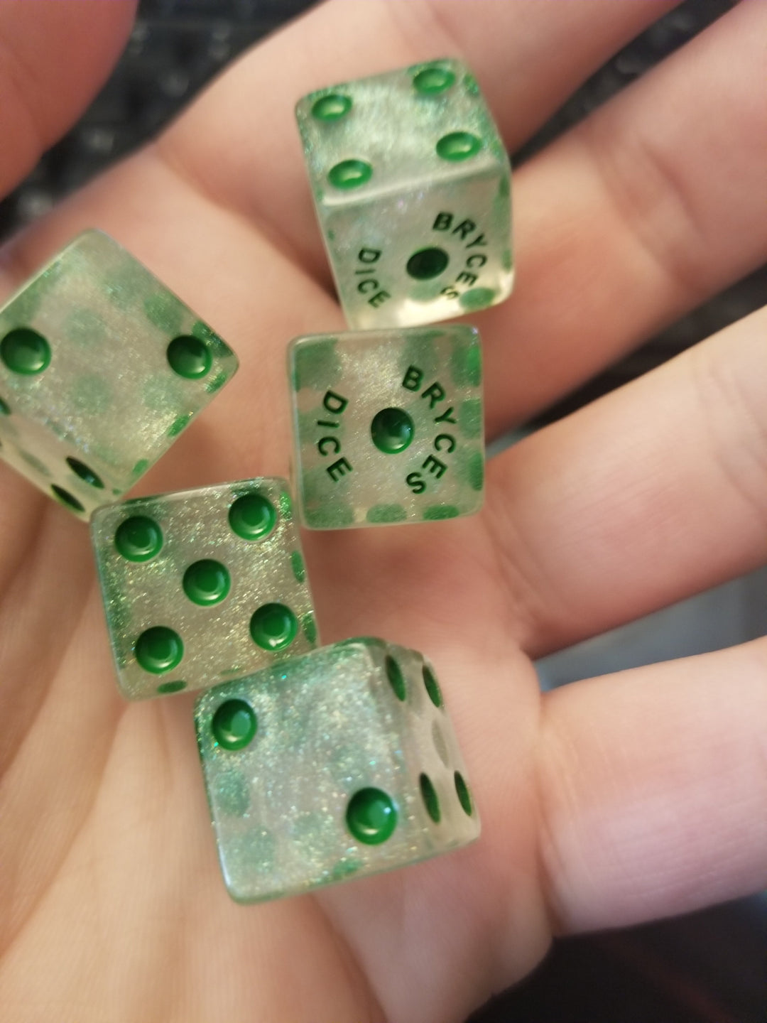 BrycesDice 16mm Glitter d6 (Green) Square Edge [per die]