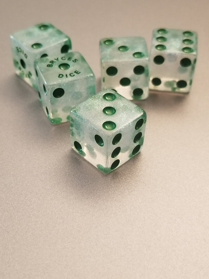 BrycesDice 16mm Glitter d6 (Green) Square Edge [per die]