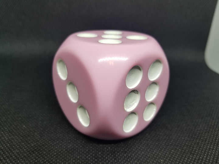 Pink 50mm d6 with White Pips Jumbo Pipped Dice