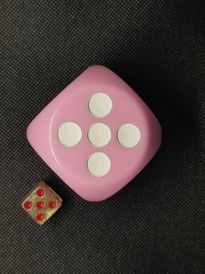 Pink 50mm d6 with White Pips Jumbo Pipped Dice
