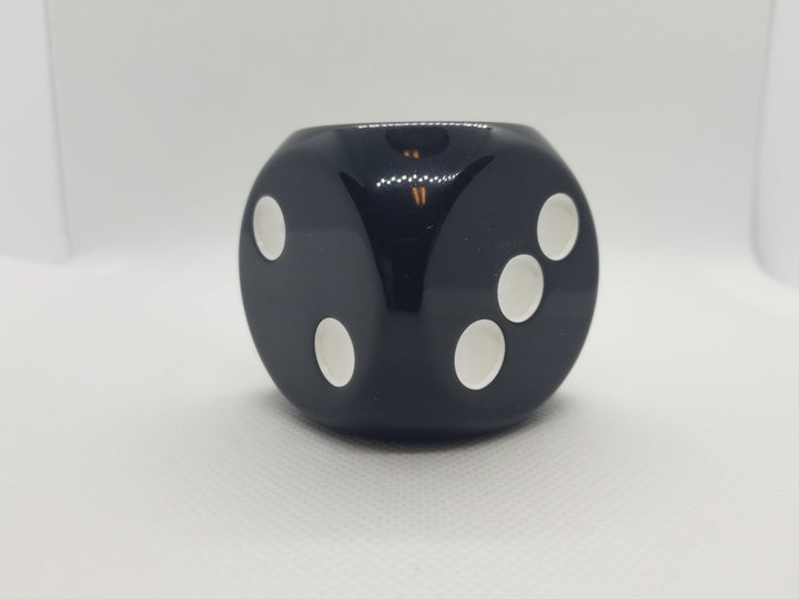 Opaque Black 50mm d6 with White Pips Jumbo Pipped Dice