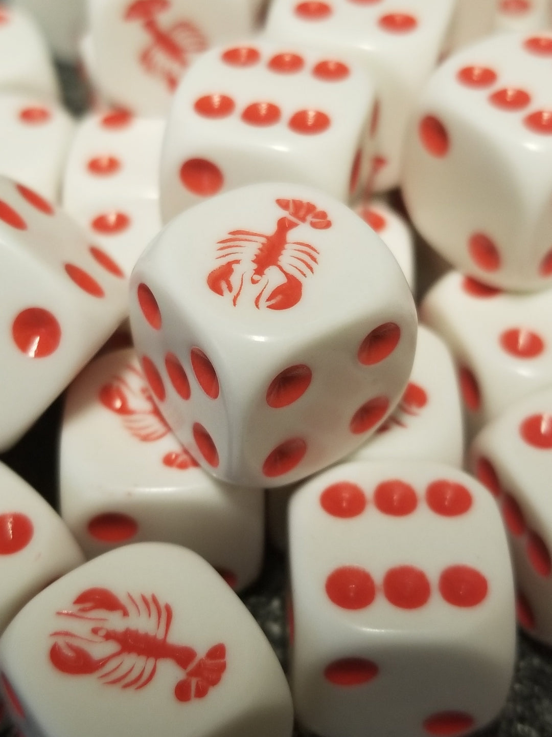 Red Lobster 16mm d6 White 16mm Dice (Sold per die)