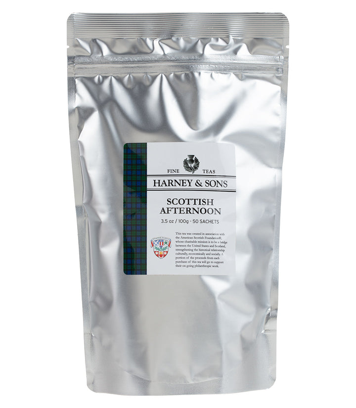Harney and Sons Scottish Afternoon tea package on a white background.