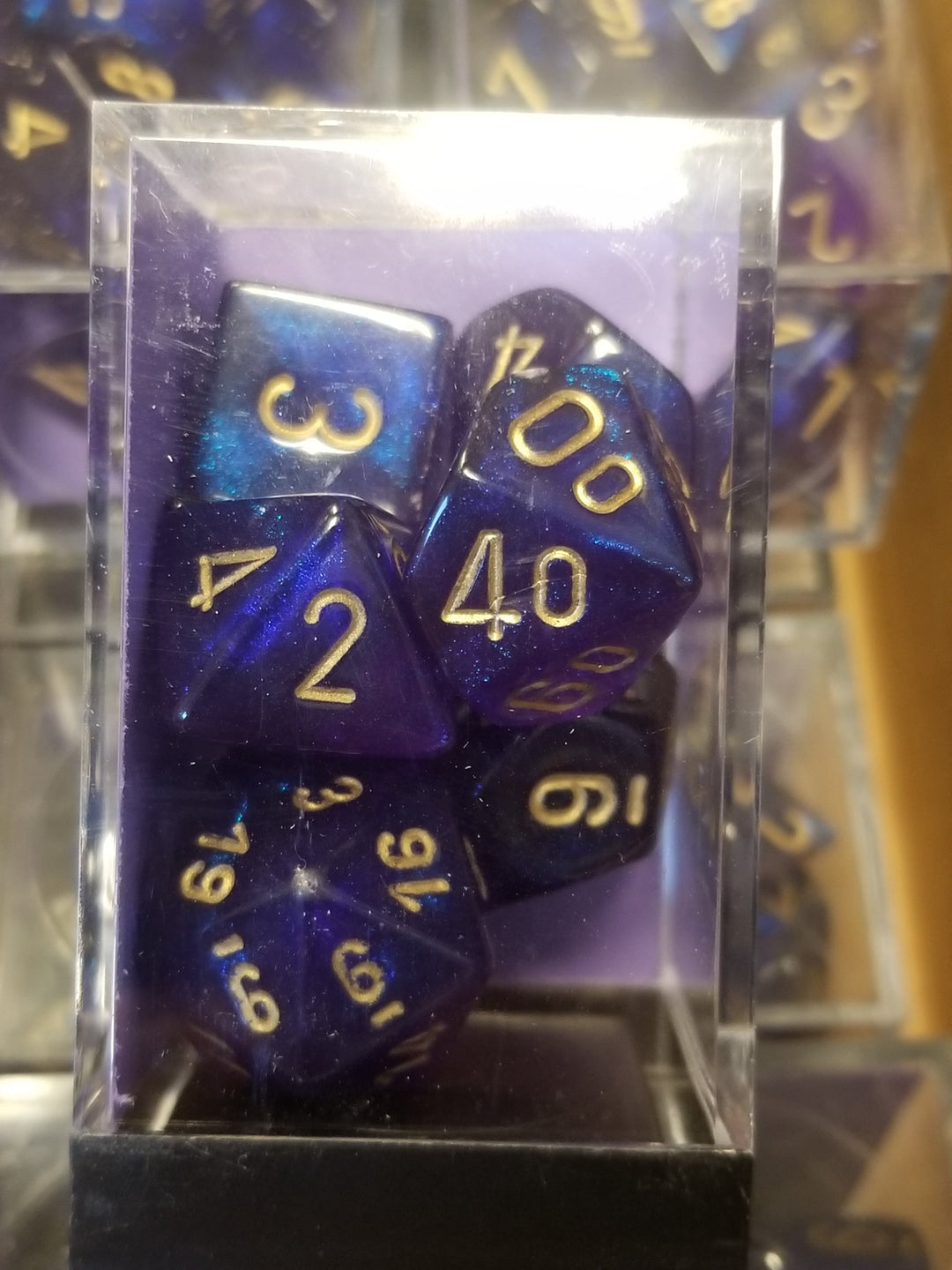 CHX 27467 7-Die Borealis Royal Purple w/ Gold Numbers Set 7-Dice Chessex