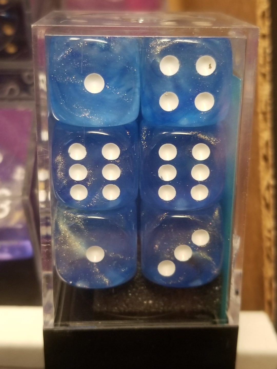 CHX 27626 16mm Block Borealis Sky Blue w/ White Pips Dice Set Chessex