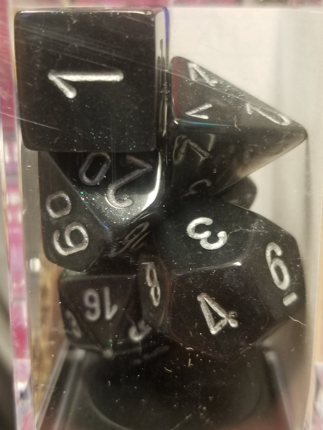 CHX 27428 7-Die Borealis Smoke w/ Silver Numbers Set 7-Dice Chessex