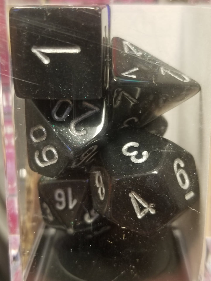 CHX 27428 7-Die Borealis Smoke w/ Silver Numbers Set 7-Dice Chessex