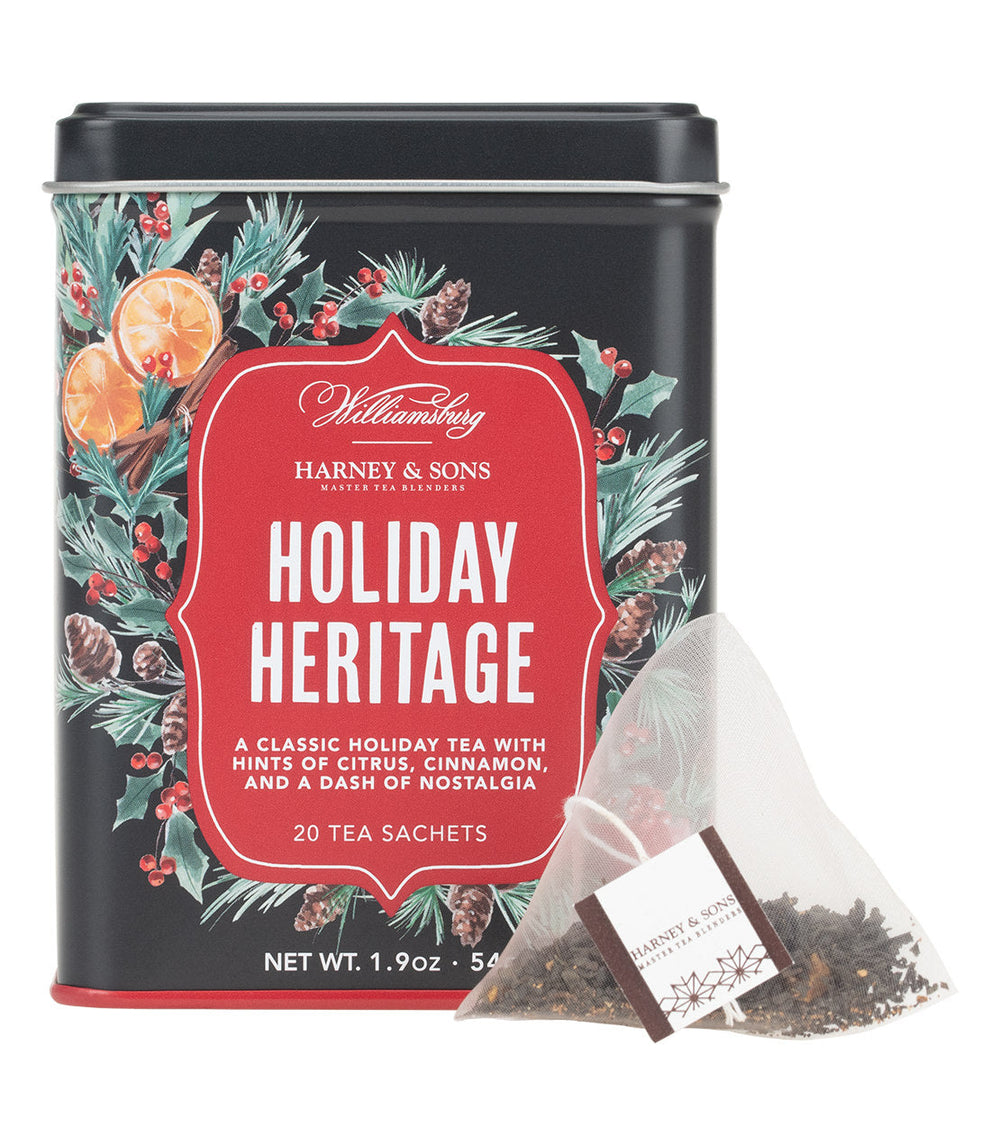 Williamsburg Holiday Heritage Tea, Tin of 20 Sachets Front