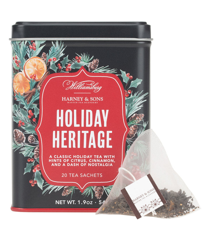 Williamsburg Holiday Heritage Tea, Tin of 20 Sachets Front